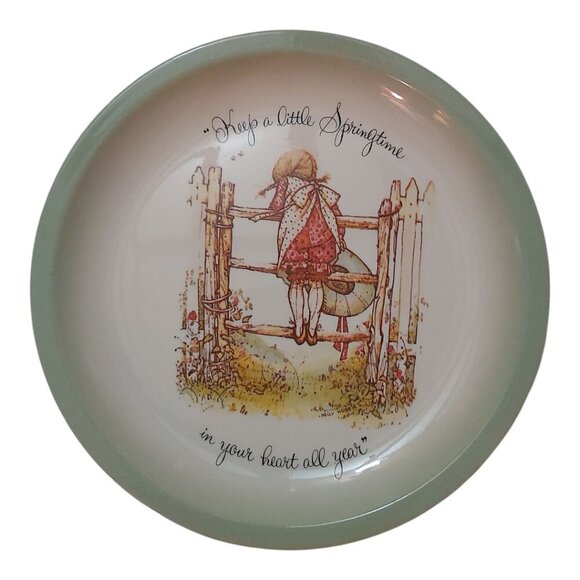 Set of 5 Holly Hobbie Collector’s Plates, Girl Boy Sayings, Light Green Rim, 6 I - Picture 3 of 9